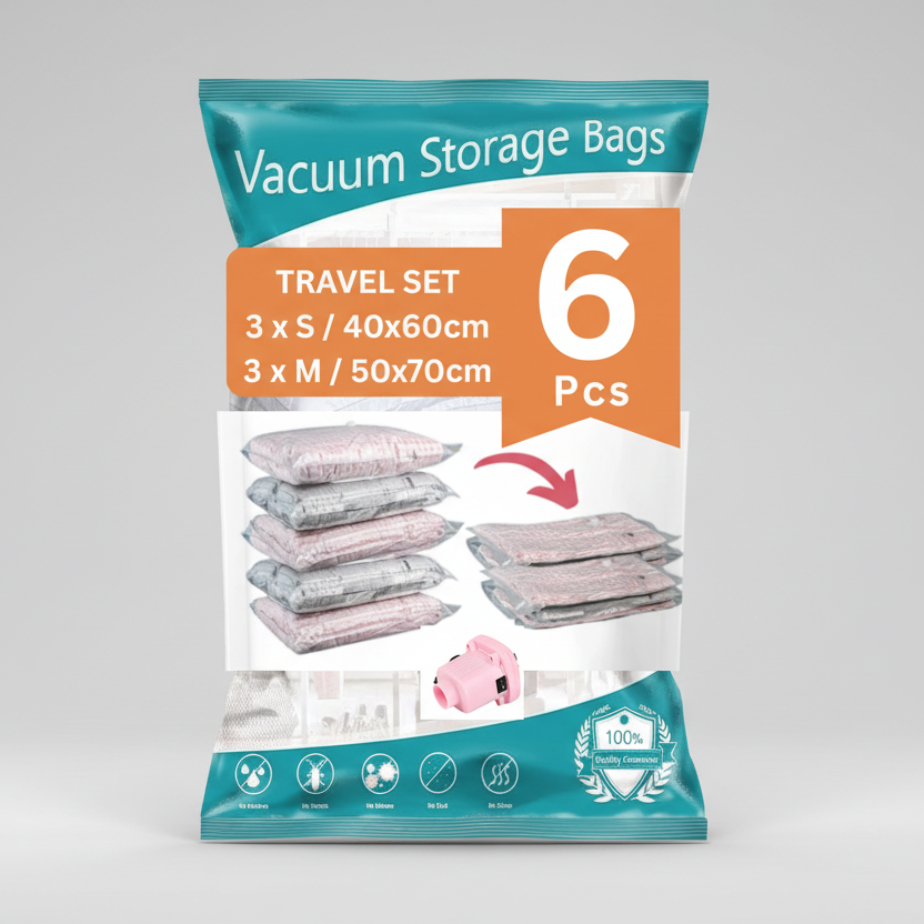 6 pcs travel vacuum storage bags set