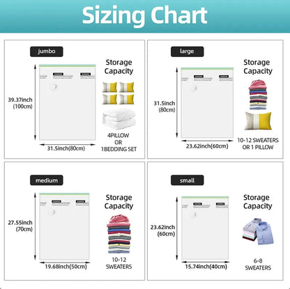 vacuum storage bags sizing chart